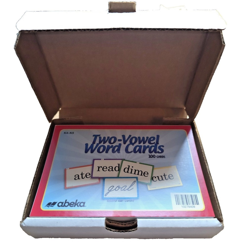 Abeka Homeschool Kindergarten Two Vowel Word Cards Teaching Aid 100 Cards